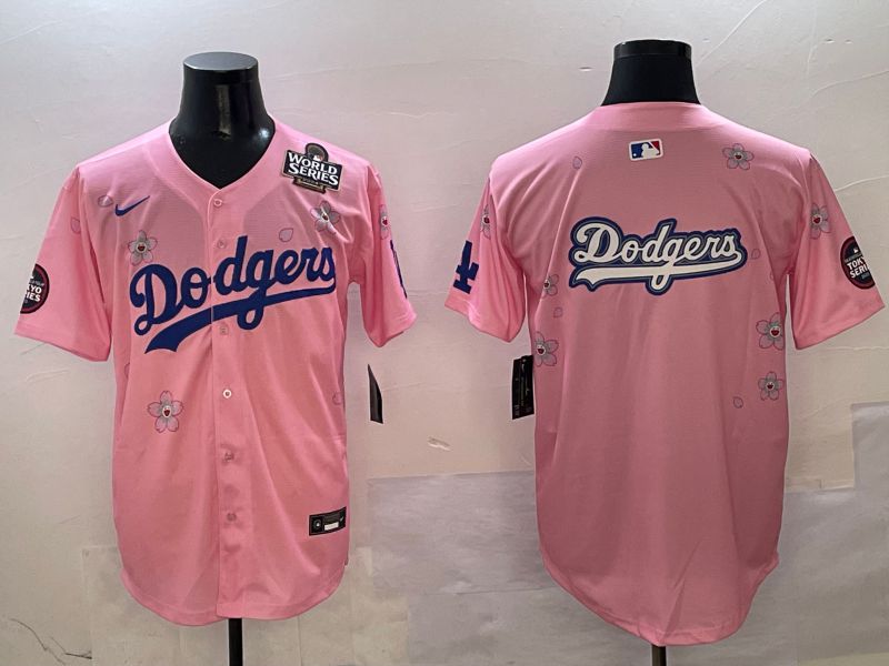 Men Los Angeles Dodgers Blank Pink Sakura Edition 2025 Nike MLB Jersey style 15